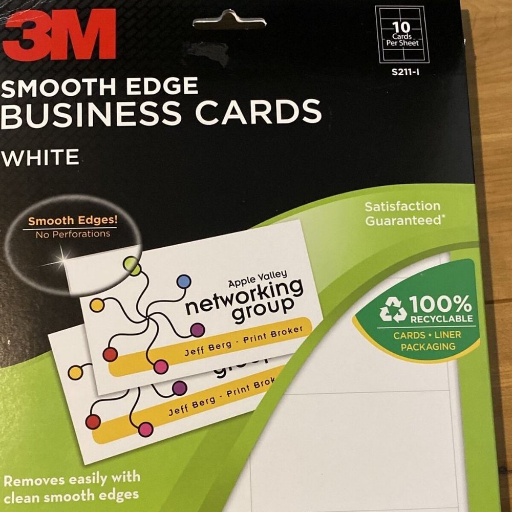 NEW IN PACKAGE!  3M Smooth Edge White Business Cards S211-1 - 400 Cards
